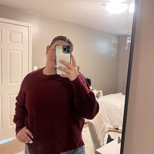 Amazon Women's Deep Red Crew Neck Sweater